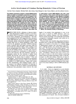 Active Involvement of Catalase During Hemolytic