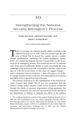 Strengthening the National Security Interagency Process