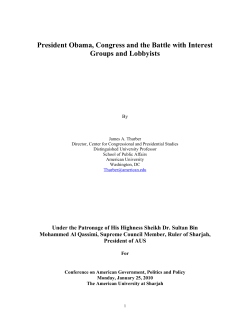 Paper on Obama, Congress and Lobbyists