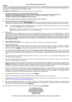 Application Instruction - School of Design and Environment