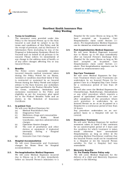 1 Heartbeat Health Insurance Plan Policy Wording