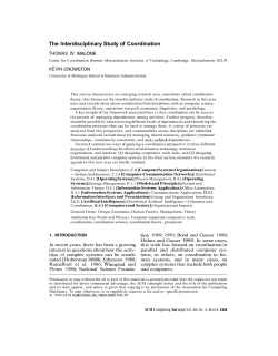 The interdisciplinary study of coordination - UniCam