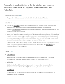 Those who favored ratification of the Constitution were