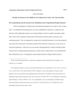 III. Joseph Haydn and the Sonata Form