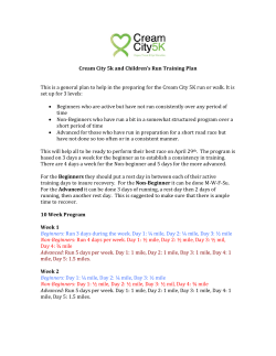 Cream City 5k and Children`s Run Training Plan This is a general