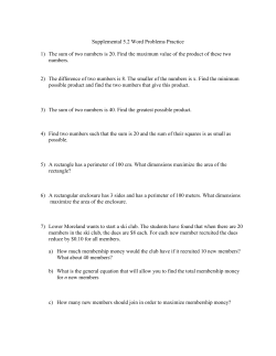 Supplemental 5.2 Word Problems Practice 1) The sum of two