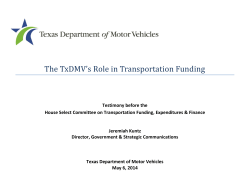 The TxDMV`s Role in Transportation Funding