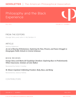 Black Experience Vol. 14, No. 1 - The American Philosophical