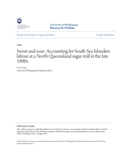 Sweet and sour: Accounting for South Sea Islanders labour at a