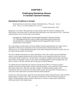 CHAPTER 2 Challenging Sweatshop Abuses in Canada`s Garment