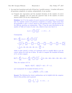 Stat 400: Georgios Fellouris Homework 4 Due: Friday 17th