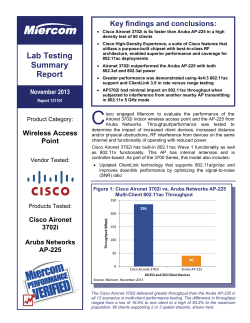 Miercom Report - Cisco Aironet 3702i vs Arista AP-225