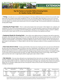 Top Ten Factors to Consider Before Growing Grains Dr. Heather