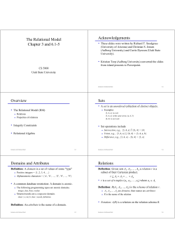 The Relational Model Chapter 3 and 6.1