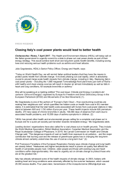 Press Release - Closing Italy`s coal power plants would lead to
