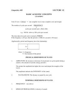 Linguistics 401 LECTURE #2 BASIC ACOUSTIC CONCEPTS