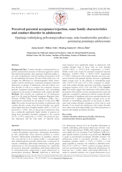 Perceived parental acceptance/rejection, some family