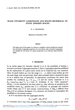 Scale covariant Lagrangians and spaces reciprocal to static Einstein