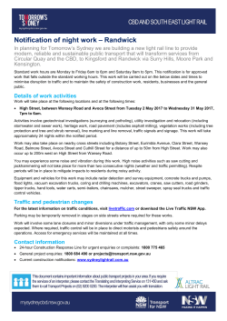 Notification of night work &ndash; Randwick