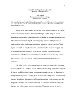 1 Canada`s shifting citizenship regime. The child as “model citizen