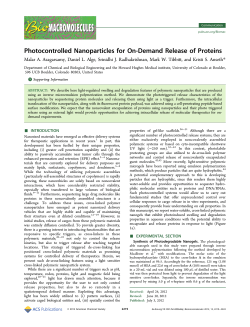 Photocontrolled Nanoparticles for On