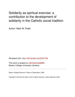 Solidarity as spiritual exercise: a contribution to