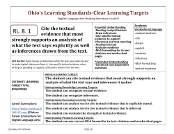 Grade Eight Clear Learning Targets for Reading Literary Text