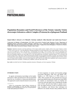 Population Dynamics and Food Preferences of the Testate Amoeba