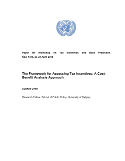 Paper: The Framework for Assessing Tax Incentives: A Cost