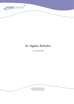 An Algebra Refresher
