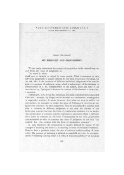 ACTA UNIVERSITATIS LODZIENSIS Janusz Kaczmarek ON