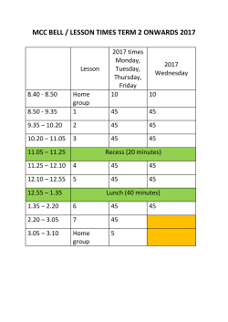 MCC BELL / LESSON TIMES TERM 2 ONWARDS 2017