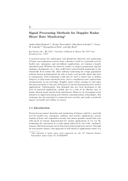 1 Signal Processing Methods for Doppler Radar Heart Rate Monitoring