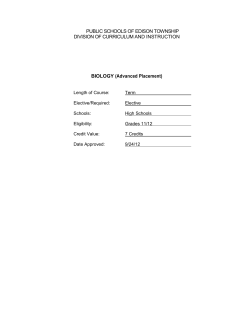 Advanced Placement Biology - Edison Township Public Schools