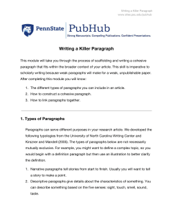 Writing a Killer Paragraph - Sites@PSU