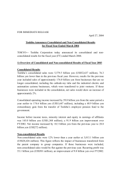 FOR IMMEDIATE RELEASE April 27, 2004 Toshiba Announces