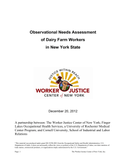 Observational Needs Assessment of Dairy Farm Workers in New