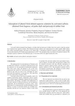 Adsorption of phenol from diluted aqueous solutions by activated