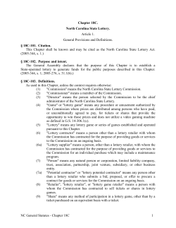 NC General Statutes - Chapter 18C 1 Chapter 18C. North Carolina
