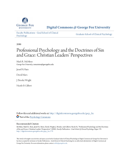 Professional Psychology and the Doctrines of Sin and Grace