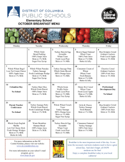 Elementary School OCTOBER BREAKFAST MENU