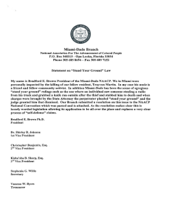 Documents Submitted by Bradford Brown, President NAACP