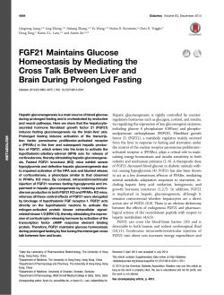 FGF21 Maintains Glucose Homeostasis by Mediating the