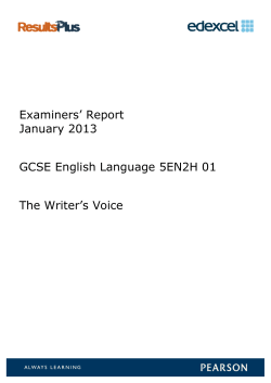 Examiners` Report January 2013 GCSE English - Edexcel