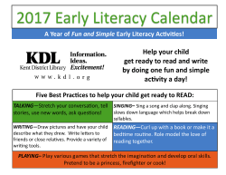 2017 Early Literacy Calendar