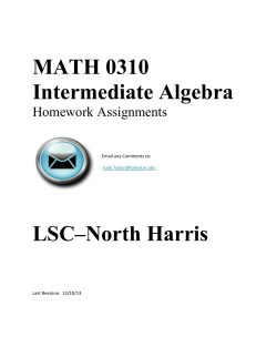 MATH 0310 Intermediate Algebra LSC&ndash;North Harris
