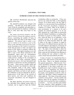 LOCHNER v. NEW YORK SUPREME COURT OF