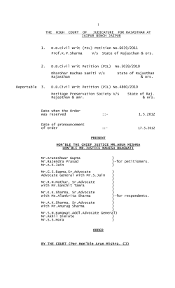 1 THE HIGH COURT OF JUDICATURE FOR RAJASTHAN AT