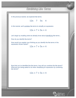 Combining Like Terms Activity