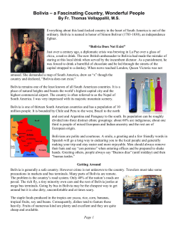 Bolivia - North America La Salette Missions